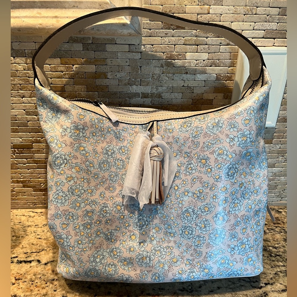 Patricia Nash Blue Flower Hobo Bag